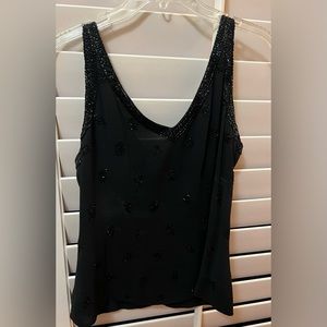 Vintage black silk beaded tank top by Dana Buchman